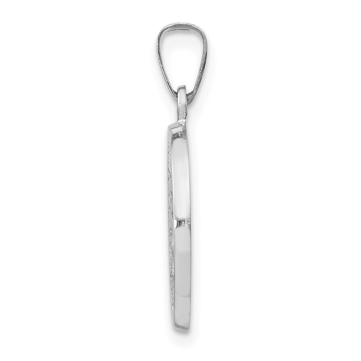 14k White Gold Polished / Satin Miraculous Medal Hollow Pendant-XR1272