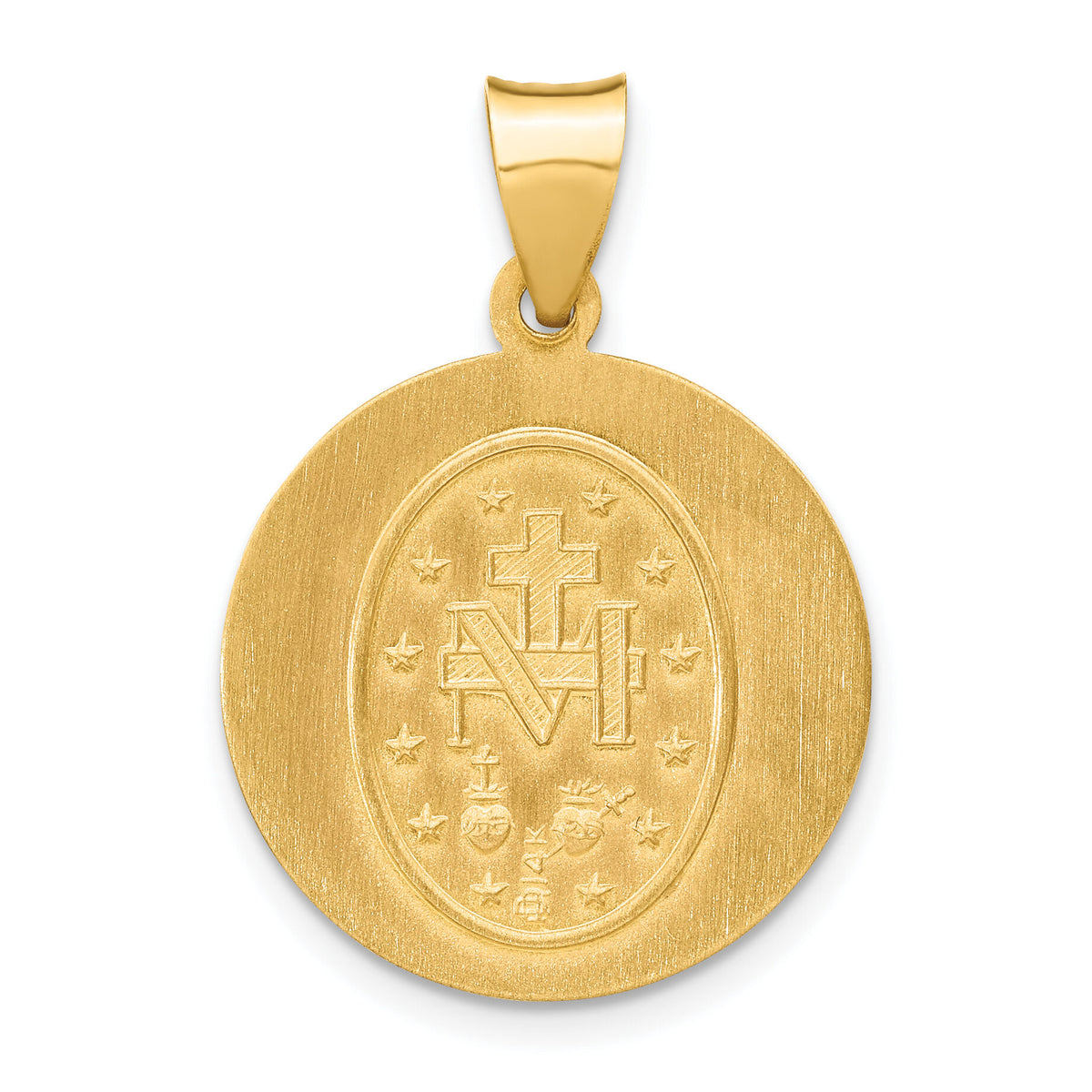 14k Polished and Satin Miraculous Medal Hollow Pendant-XR1273