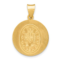 14k Polished and Satin Miraculous Medal Hollow Pendant-XR1273