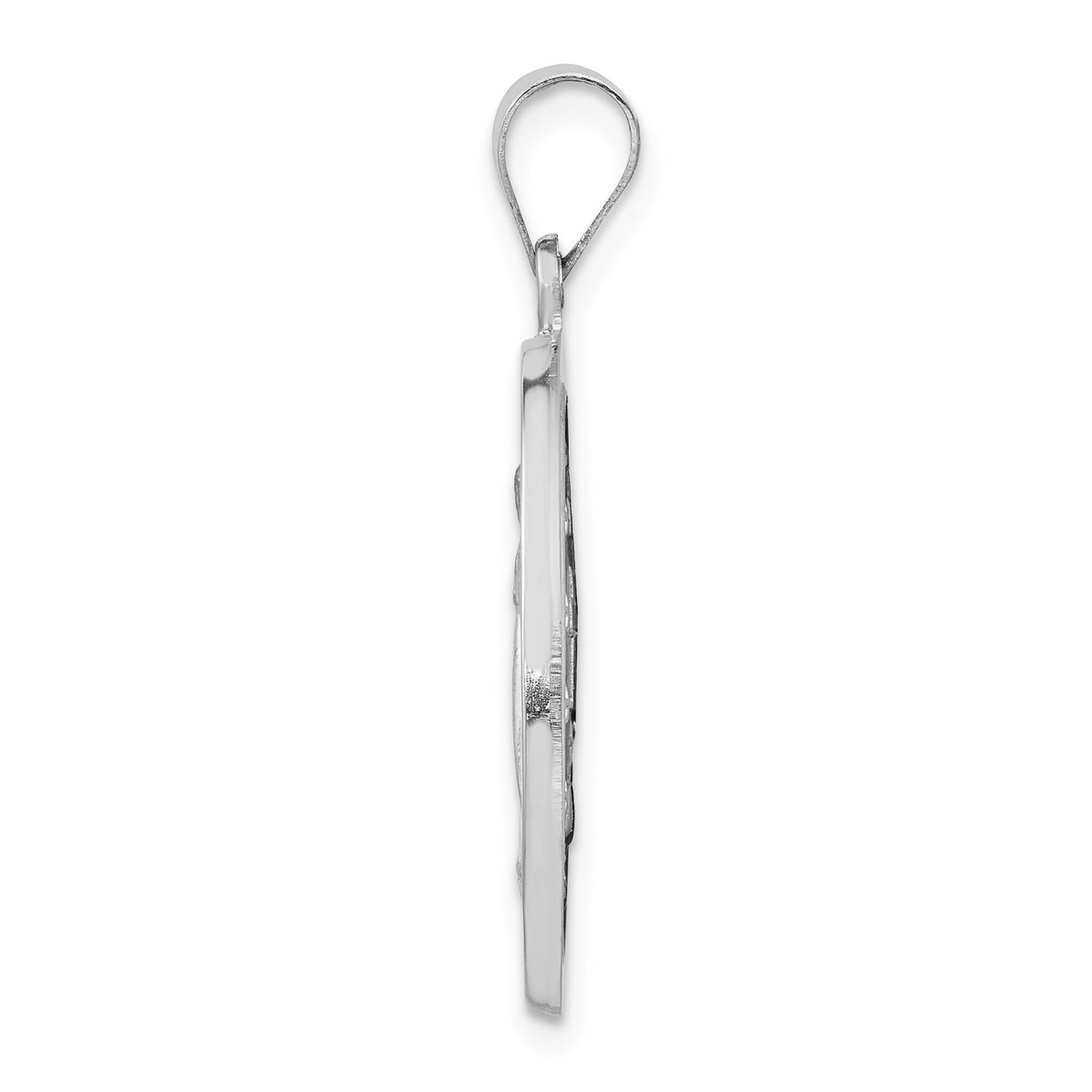 14k White Gold Polished / Satin Miraculous Medal Hollow Pendant-XR1274