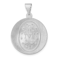 14k White Gold Polished / Satin Miraculous Medal Hollow Pendant-XR1274