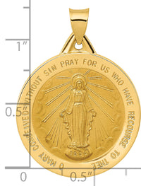 14k Polished and Satin Miraculous Medal Hollow Pendant-XR1275