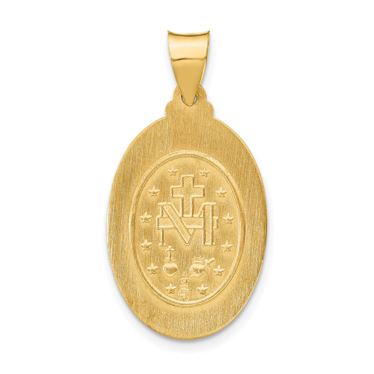 14k Polished and Satin Miraculous Medal Hollow Pendant-XR1277