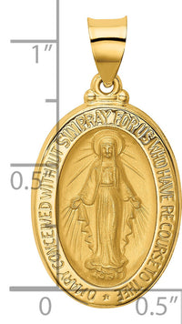 14k Polished and Satin Miraculous Medal Hollow Pendant-XR1277