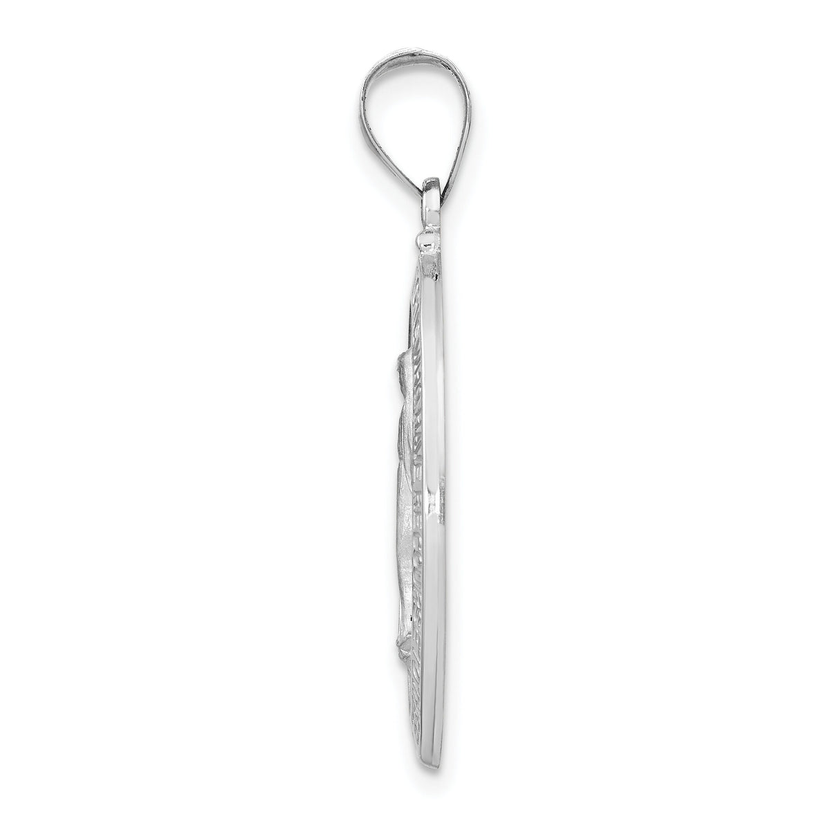 14k White Gold Polished/Satin Miraculous Medal Hollow Pendant-XR1278