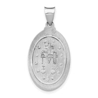 14k White Gold Polished/Satin Miraculous Medal Hollow Pendant-XR1278