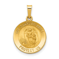 14k Polished and Satin Our Guardian Angel Medal Hollow Pendant-XR1279