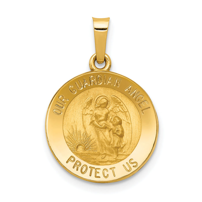 14k Polished and Satin Our Guardian Angel Medal Hollow Pendant-XR1279