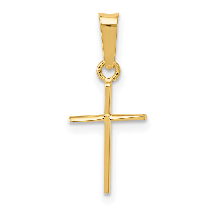 14k Polished Cross Pendant-XR128
