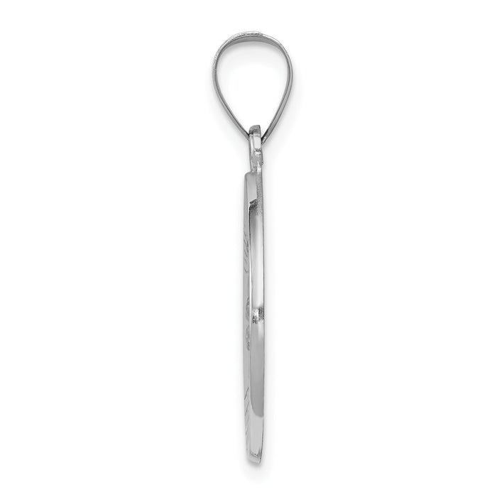 14K White Gold Our Guardian Angel Medal Hollow Pendant-XR1280