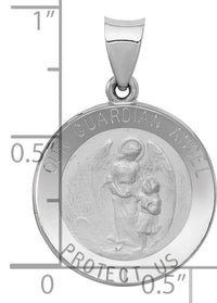 14K White Gold Our Guardian Angel Medal Hollow Pendant-XR1280