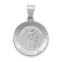 14K White Gold Our Guardian Angel Medal Hollow Pendant-XR1280