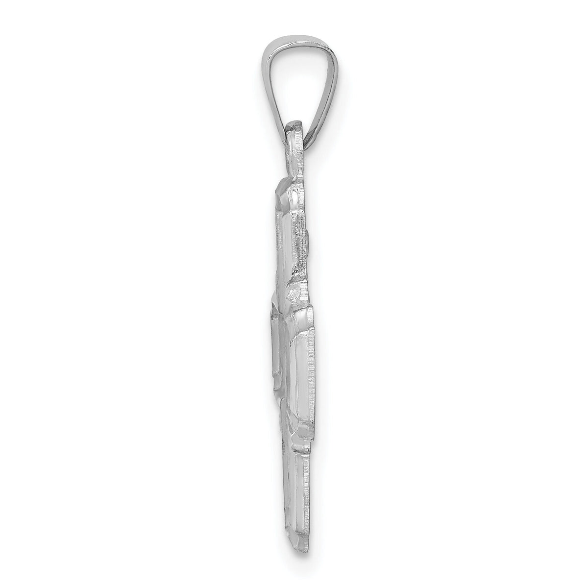 14k White Gold Polished / Satin Four Way Medal Hollow Pendant-XR1282