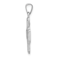 14k White Gold Polished / Satin Four Way Medal Hollow Pendant-XR1282