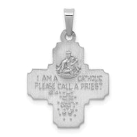 14k White Gold Polished / Satin Four Way Medal Hollow Pendant-XR1282