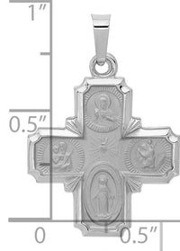 14k White Gold Polished / Satin Four Way Medal Hollow Pendant-XR1282