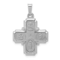 14k White Gold Polished / Satin Four Way Medal Hollow Pendant-XR1282