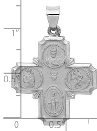 14k White Gold Four Way Medal Hollow Pendant-XR1283
