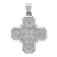 14k White Gold Four Way Medal Hollow Pendant-XR1283