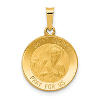 14k Polished and Satin St. Andrew Medal Hollow Pendant-XR1284
