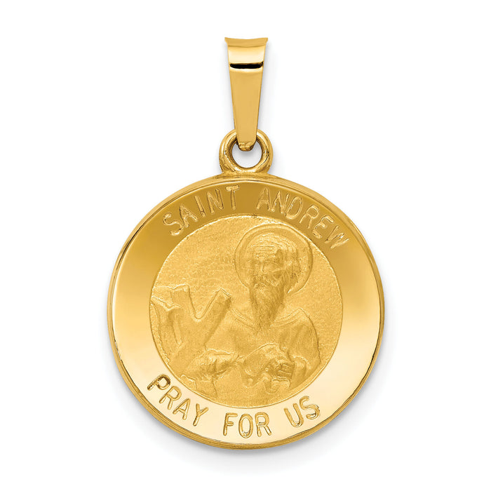 14k Polished and Satin St. Andrew Medal Hollow Pendant-XR1284