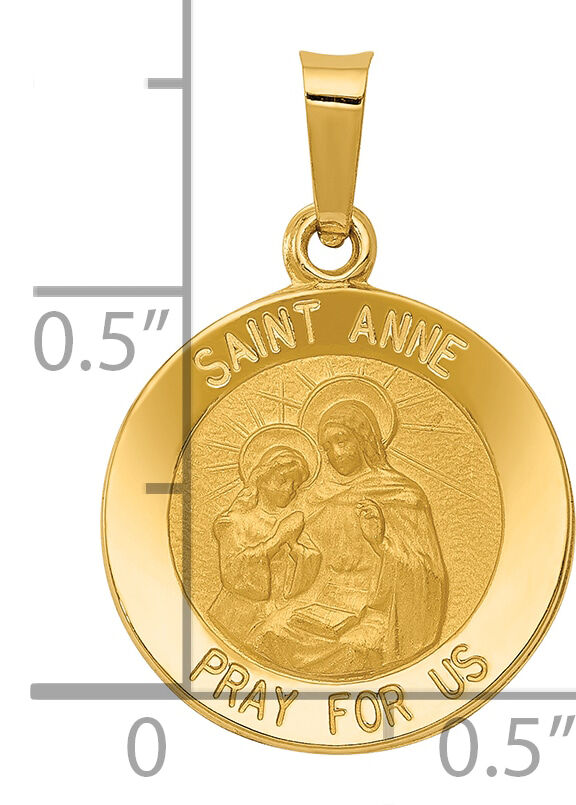 14k Polished and Satin St. Anne Medal Hollow Pendant-XR1285