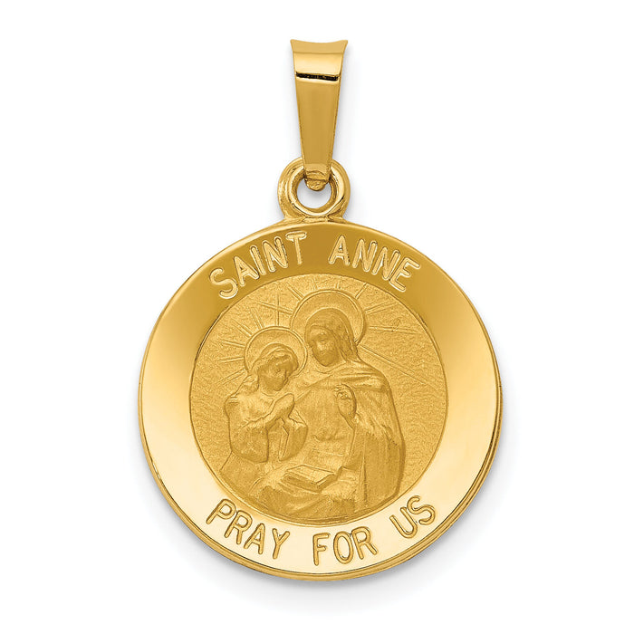 14k Polished and Satin St. Anne Medal Hollow Pendant-XR1285
