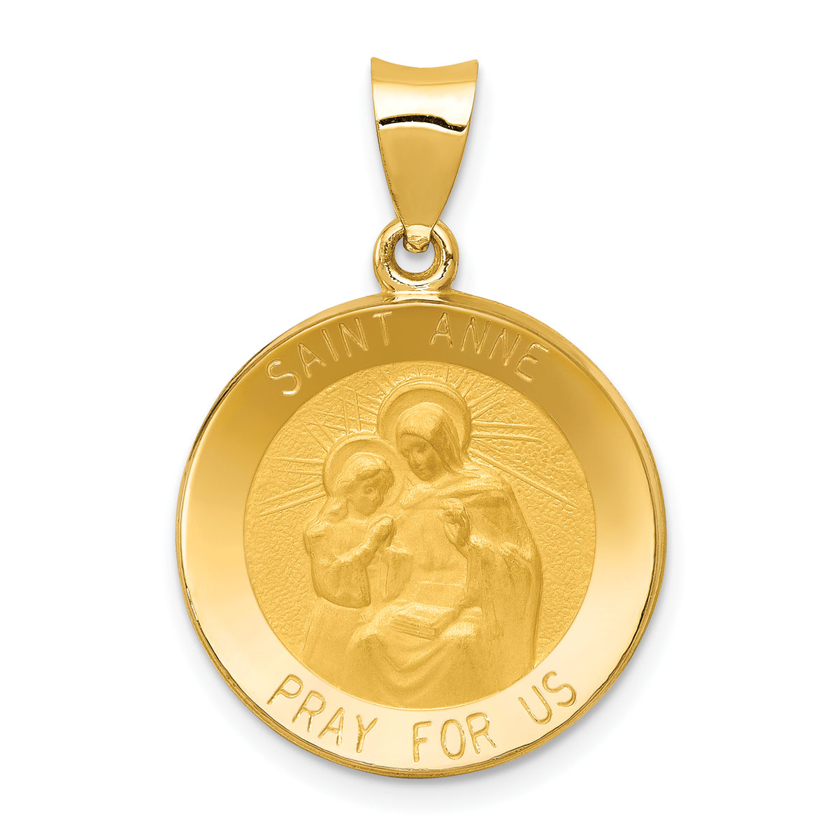 14k Polished and Satin St. Anne Medal Hollow Pendant-XR1286
