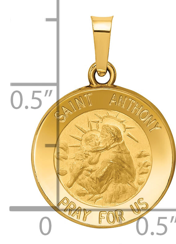 14k Polished and Satin St. Anthony Medal Hollow Pendant-XR1287