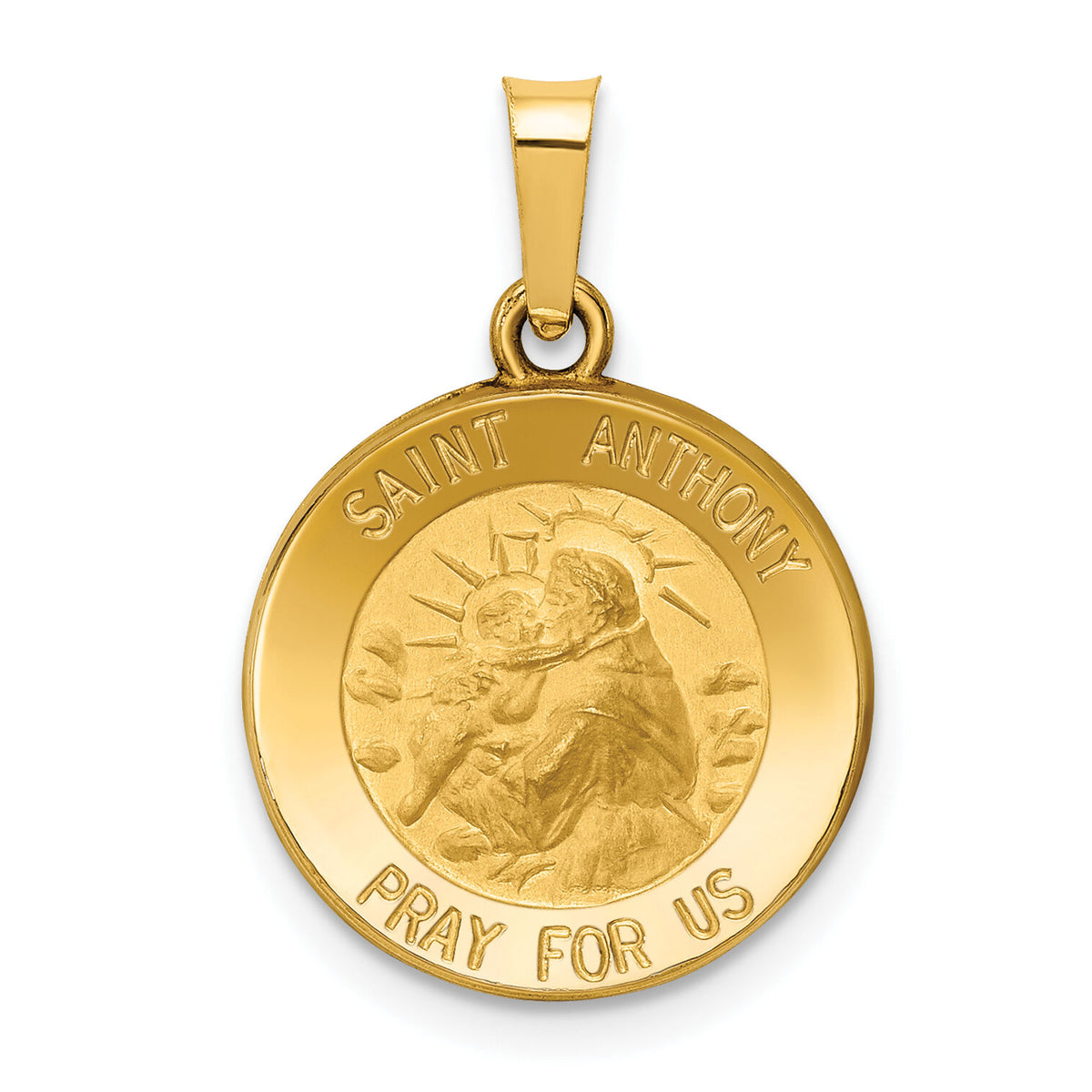14k Polished and Satin St. Anthony Medal Hollow Pendant-XR1287