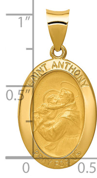 14k Polished and Satin St. Anthony Medal Hollow Pendant-XR1289