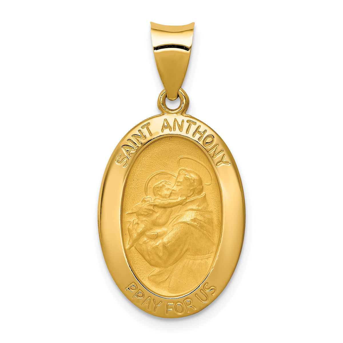 14k Polished and Satin St. Anthony Medal Hollow Pendant-XR1289