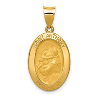 14k Polished and Satin St. Anthony Medal Hollow Pendant-XR1289