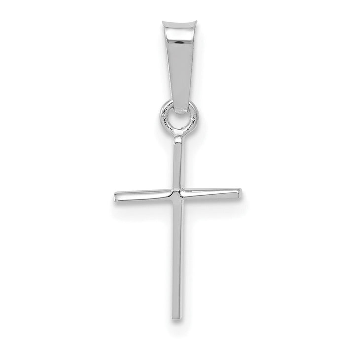 14k White Gold Polished Cross Solid Pendant-XR128W