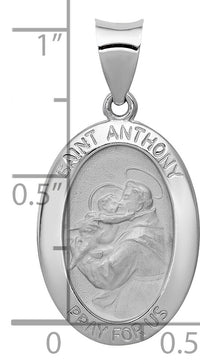 14k White Gold Polished / Satin St. Anthony Medal Hollow Pendant-XR1290