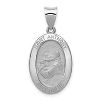 14k White Gold Polished / Satin St. Anthony Medal Hollow Pendant-XR1290