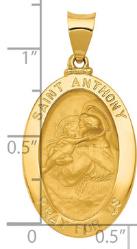 14k Polished and Satin St. Anthony Medal Hollow Pendant-XR1291