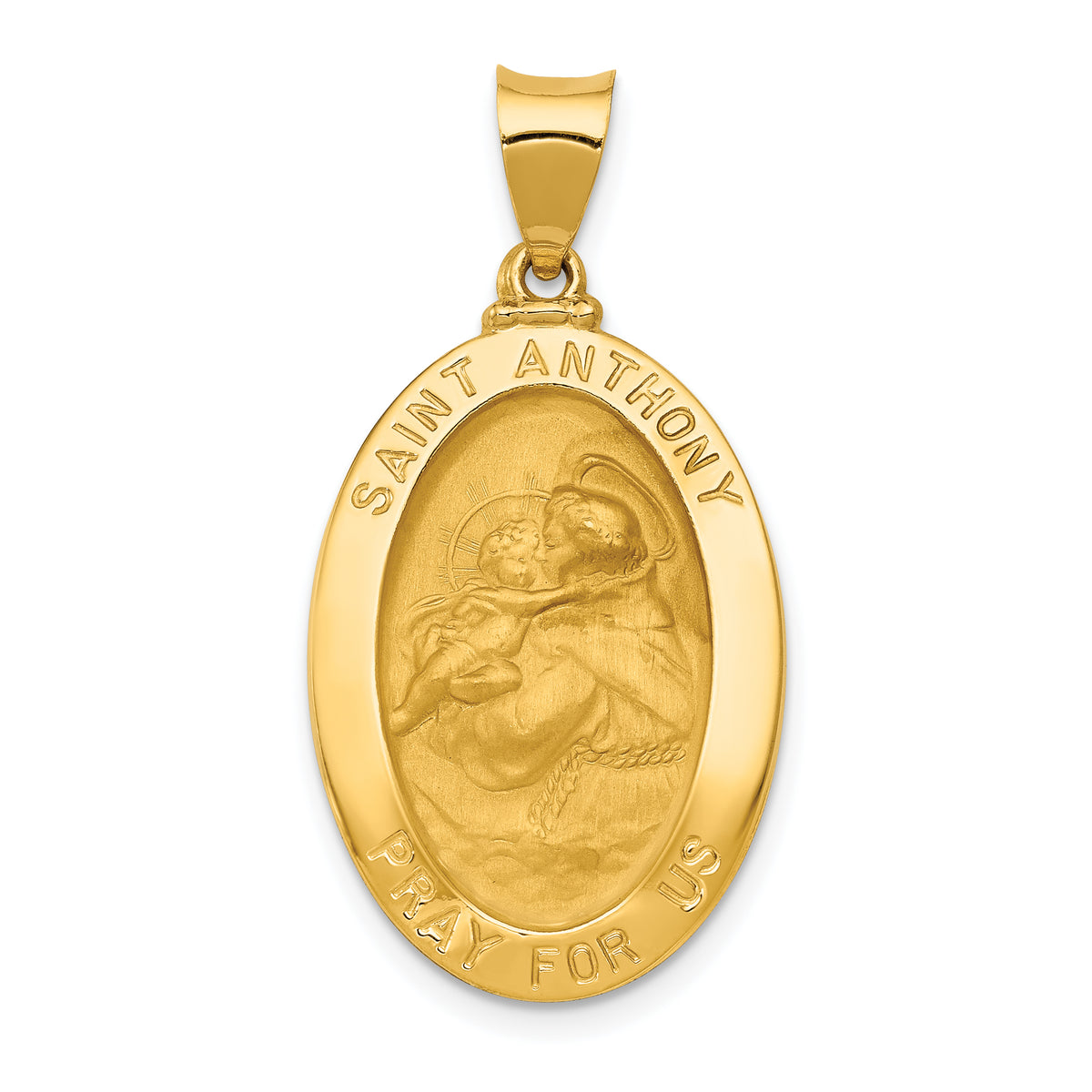14k Polished and Satin St. Anthony Medal Hollow Pendant-XR1291