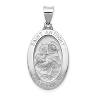 14k White Gold Polished/Satin St. Anthony Medal Hollow Pendant-XR1292