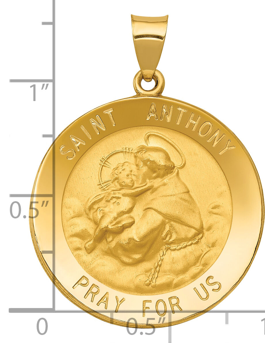 14k Polished and Satin St. Anthony Medal Hollow Pendant-XR1293
