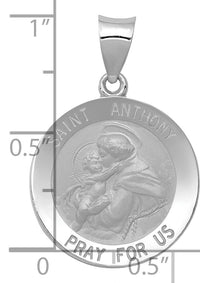 14k White Gold Polished/Satin St. Anthony Medal Hollow Pendant-XR1294