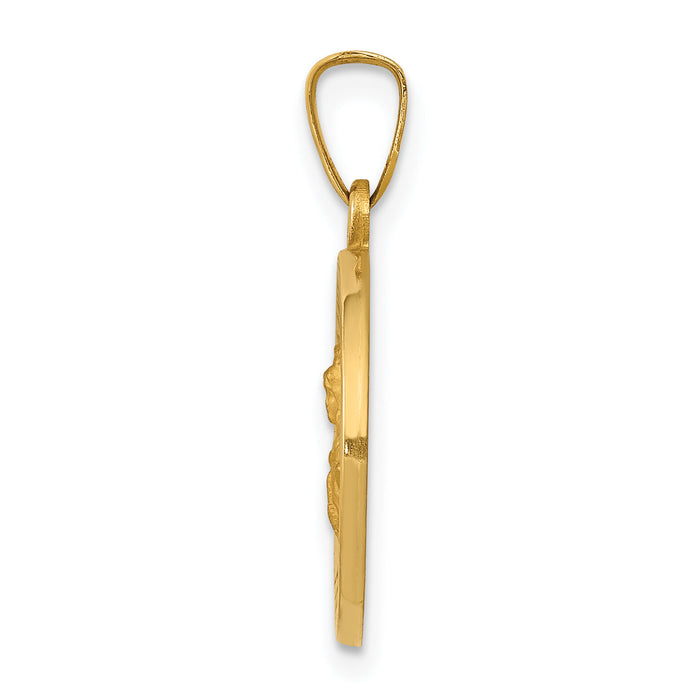 14k Polished and Satin St. Barbara Medal Hollow Pendant-XR1295