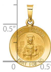 14k Polished and Satin St. Barbara Medal Hollow Pendant-XR1295