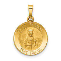 14k Polished and Satin St. Barbara Medal Hollow Pendant-XR1295
