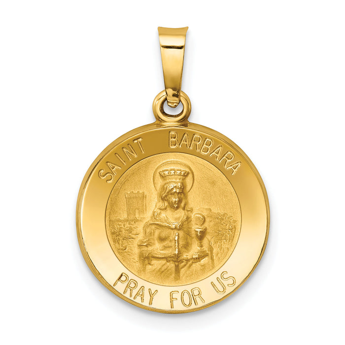 14k Polished and Satin St. Barbara Medal Hollow Pendant-XR1295