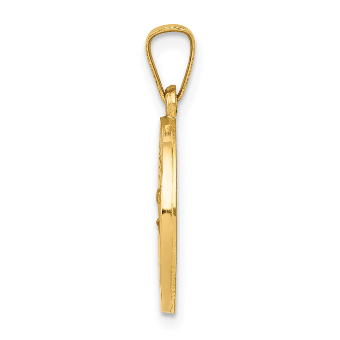 14k Polished and Satin St. Christopher Medal Hollow Pendant-XR1298