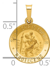 14k Polished and Satin St. Christopher Medal Hollow Pendant-XR1298