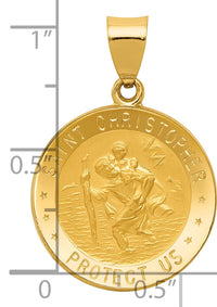14k Polished and Satin St. Christopher Medal Hollow Pendant-XR1299