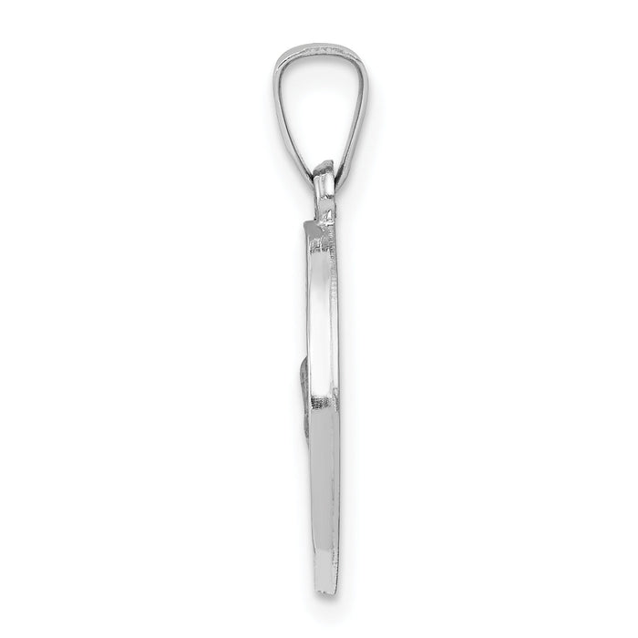 14k White Gold Polished/Satin St Christopher Medal Hollow Pendant-XR1300