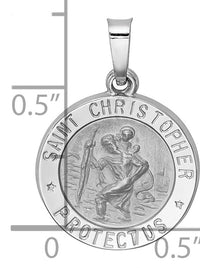 14k White Gold Polished/Satin St Christopher Medal Hollow Pendant-XR1300